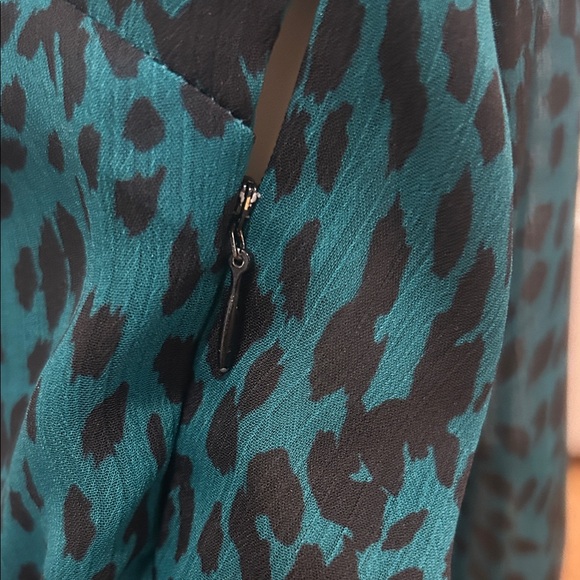 AQUA Elegant Teal Animal Print Blouse - Picture 6 of 7
